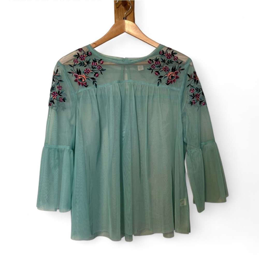 Aqua Embroidered Blouse Fairy Boho
